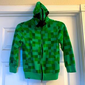 Minecraft Creeper Hoodie Full Zip Up Hoodie Sweatshirt